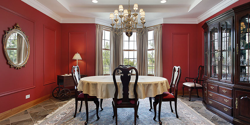 Dining room with red walls | TCOrganizer Blog